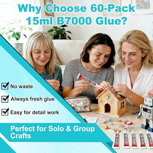 60 Tube B-7000 Glue 15Ml/0.5 fl oz- Strong Transparent Rhinestone Glue - Image 2