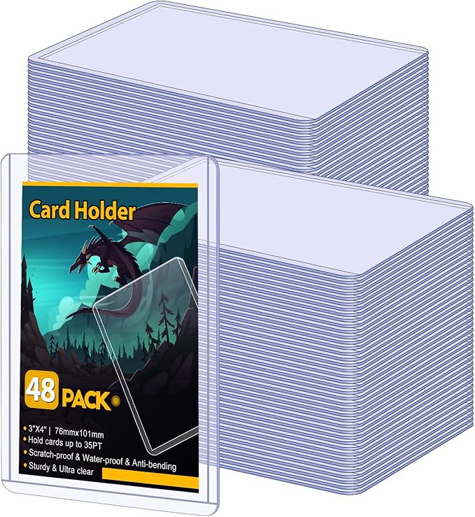 48 Count Card Sleeves Hard Plastic, Sooez 35PT Card Holder, Rigid Card Case by Sooez