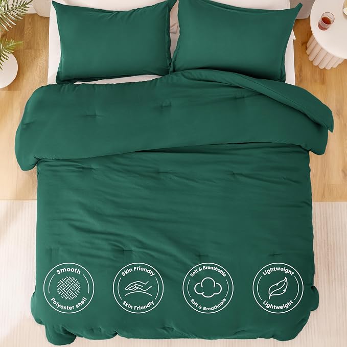 Love's cabin Dark Green King Size Comforter Set, 3-Piece Prewashed Bed Set - Image 3