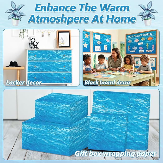 Qyeahkj Ocean Waves Bulletin Board Paper Roll Sea Bulletin Board Background - Image 8