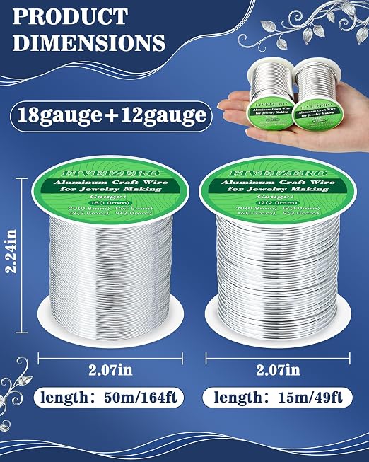 FIVEIZERO 18 Gauge&12 Gauge Aluminum Craft Wire, 1mm/2mmArmature Wire - Image 2