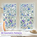 Windimiley Stained Glass Window Privacy Film: 3D Violet Floral Decorative - Image 2