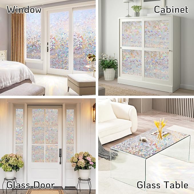 LUTE Rainbow Window Privacy Film, Stained Glass Cling, 17.5" x 118.1" | 3D - Image 9
