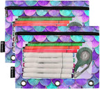 Pink Blue Purple Mermaid Scales Pencil Pouch - Image 2