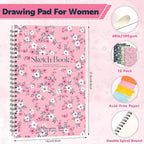 12 Pack Sketch Book, 5.5 x 8.5 Inch Sketchbook, 68lb/100gsm Top Spiral Bound - Image 2