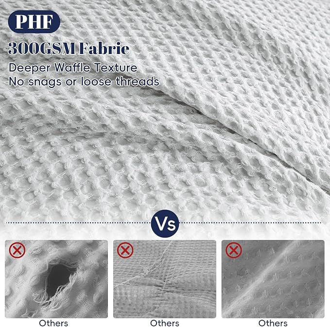 PHF Waffle Weave Duvet Cover California King, No Snagging Ultra Soft Luxury - Image 3