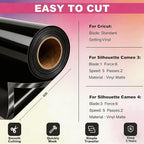Black Permanent Vinyl for Cricut Cutting Machine, Waterproof, Durable Black - Image 3