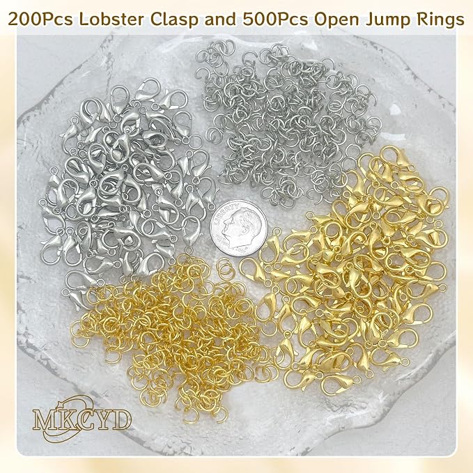 MKCYD 700Pcs Lobster Claw Clasps and Open Jump Rings Set, 14K Gold and Silver - Image 5