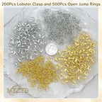 MKCYD 700Pcs Lobster Claw Clasps and Open Jump Rings Set, 14K Gold and Silver - Image 5