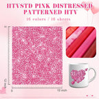 Fuchsia Texture Patterned Permanent Adhesive Vinyl 16pcs 12'' x 10'' | Pink Red - Image 2