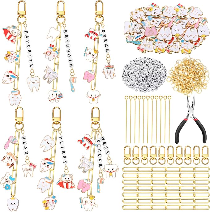 CraftyDream 558 Pcs Dental Keychains Gifts Dental Assistant Hygienist Gifts DIY by CraftyDream