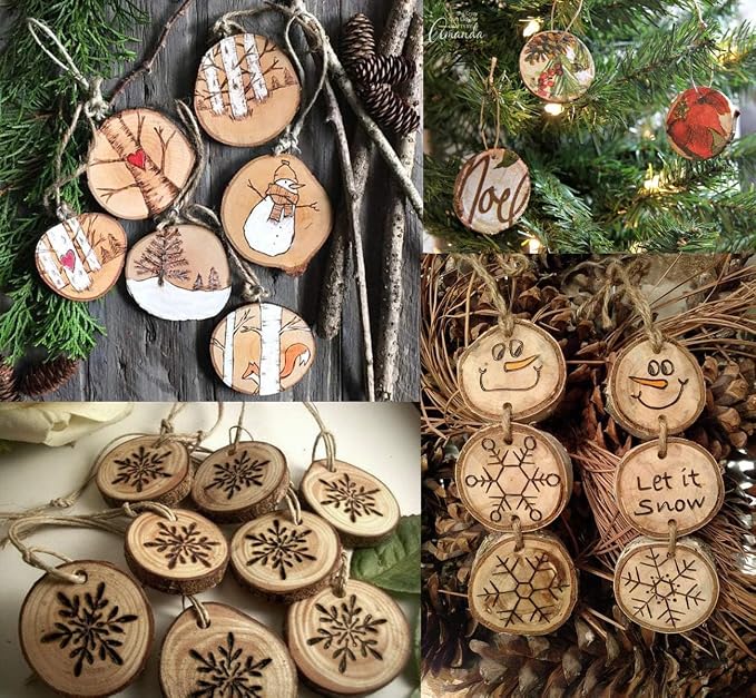 50Pcs Wood Slices for Crafts, 2.4"-2.8" Unfinished Wood Circles for Crafts - Image 9
