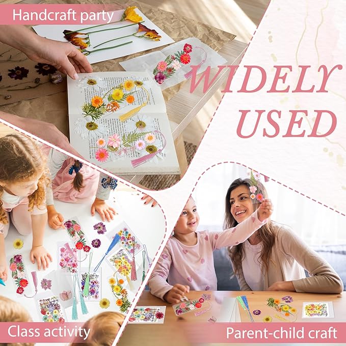 kmfosaat 344 Pcs Pressed Flower Bookmark Making Kit, 50 Laminating Pouches - Image 6