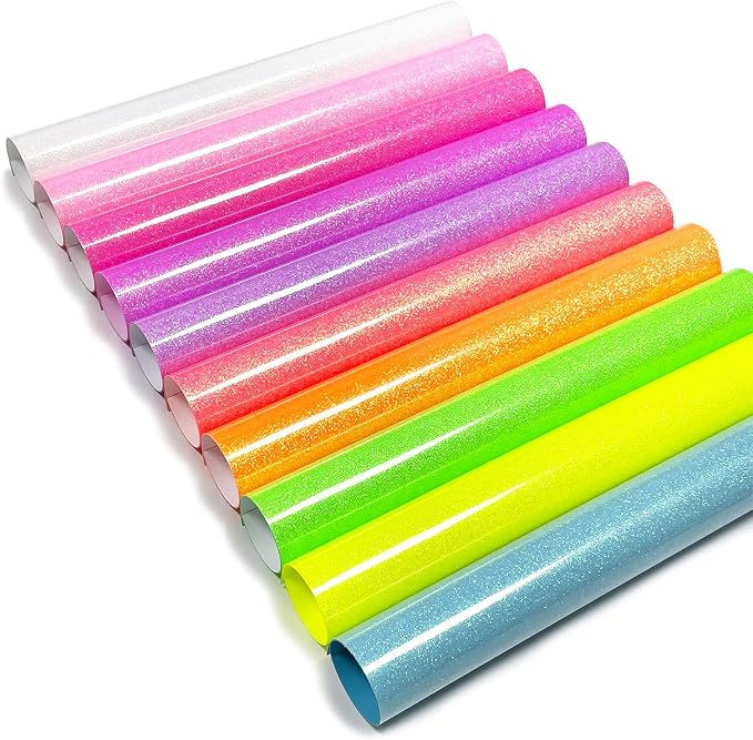Efuncro- 12'' x 10'' x 10 Sheets Glitter HTV Heat Transfer Vinyl, Iron on by Unknown