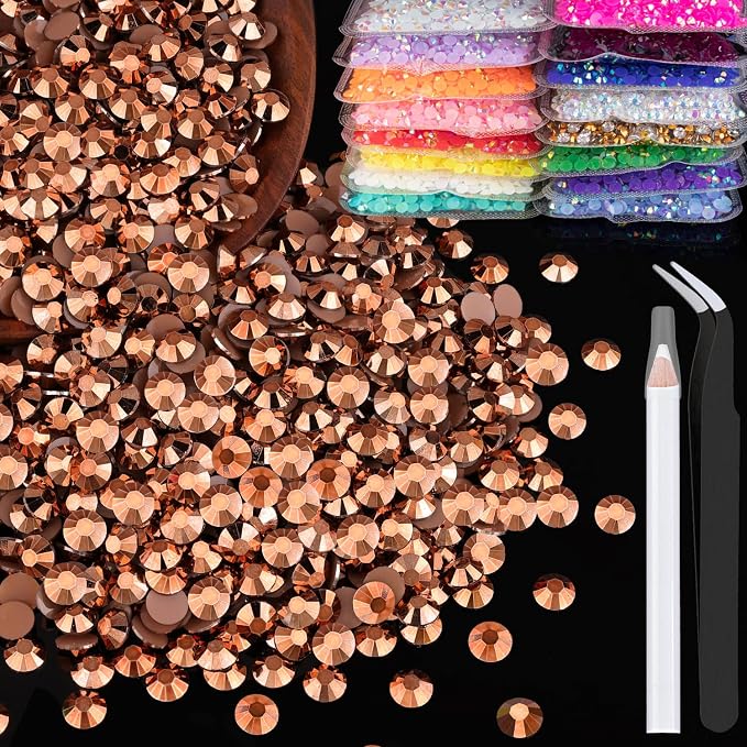 2500pcs 5mm Resin Rhinestones Bulk, Champagne Flatback Round Jelly Rhinestones by BELLEBOOST