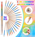 Pajean 48 Pcs Mini Tie Dye Notepads Multicolor 4-in-1 Rainbow Pencils Spiral - Image 2