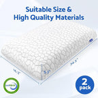CushZone Memory Foam Pillows for Sleeping, Bed Pillow - Image 2