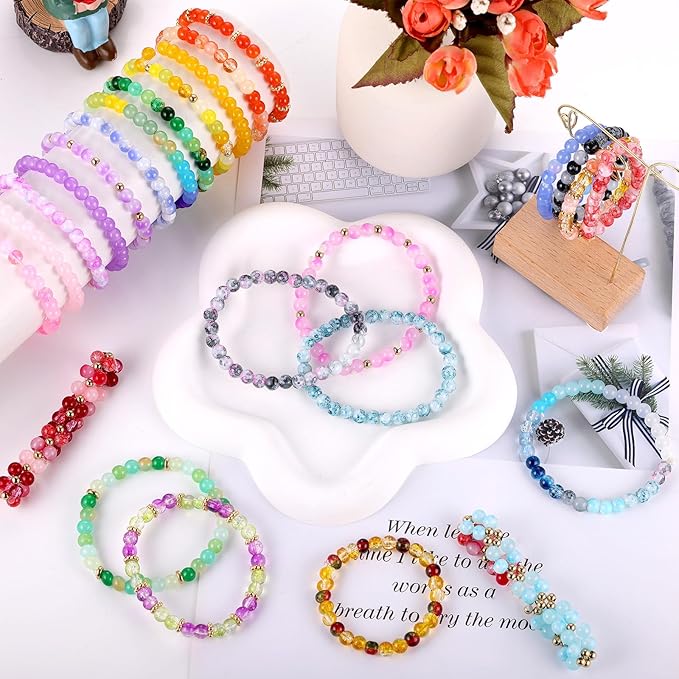 6mm Glass Beads for Bracelets, Funtopia Round Crystal Beads for DIY Necklace - Image 3