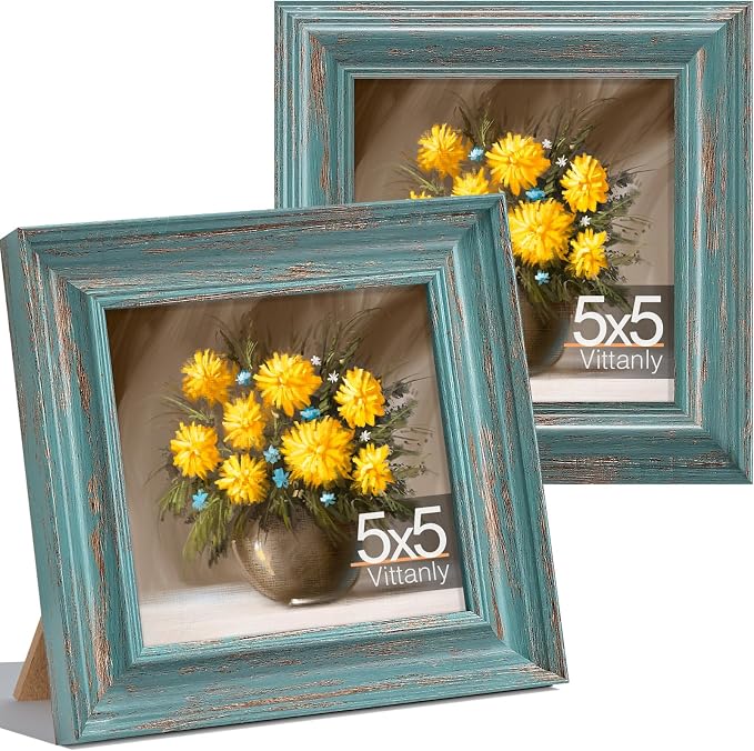 Vittanly 5x5 Picture Frames Set of 2, Ornate Vintage Photo Frame by Vittanly