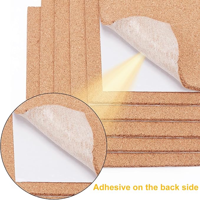 BENECREAT 6 Pack 11.7x8.2" Self-Adhesive Cork Sheets Rectangle Insulation Cork - Image 4