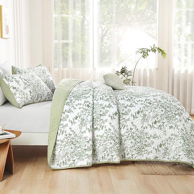 WONGS BEDDING Quilt Full Size, Sage Green Quilt Bedding Set - Image 3