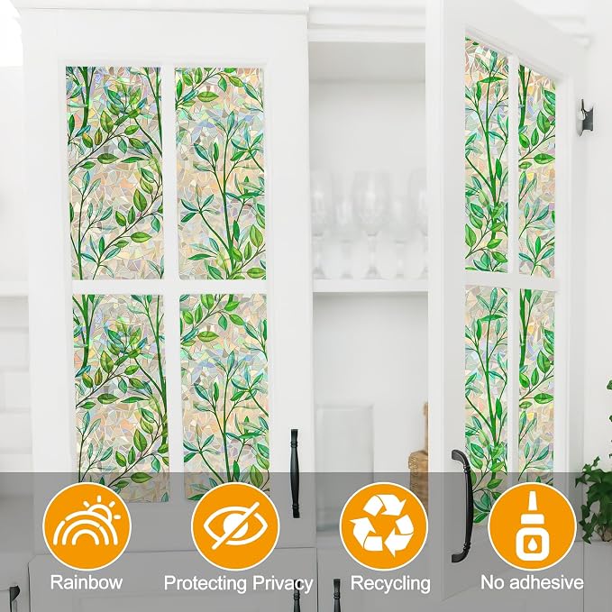 Countewol Privacy Window Films Stain Glass Cling No Glue Anti-UV Window Sticker - Image 9