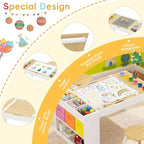 Kids Art Table and 2 Chairs Set, Wooden Craft Desk - Image 8