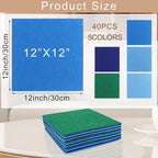 40 Pcs Stiff Felt Fabric Sheet for Crafts, 1mm Thick and 12”x12”Blue Series - Image 2