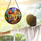 DASTOLL Stained Glass Window Hanging, Jungle Mushrooms Sun Catchers Diamond - Image 3