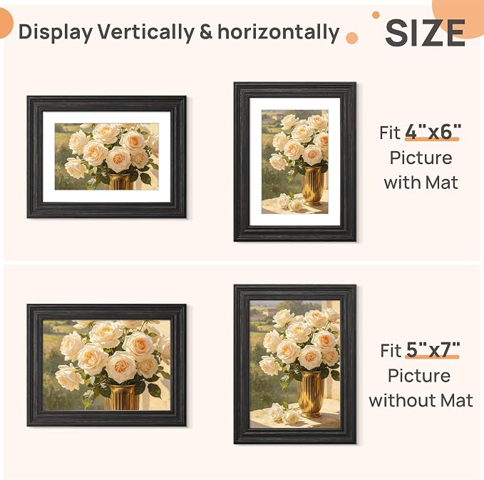 upsimples 5x7 Picture Frame, Vintage Frames Decor, Wall or Tabletop Display - Image 2