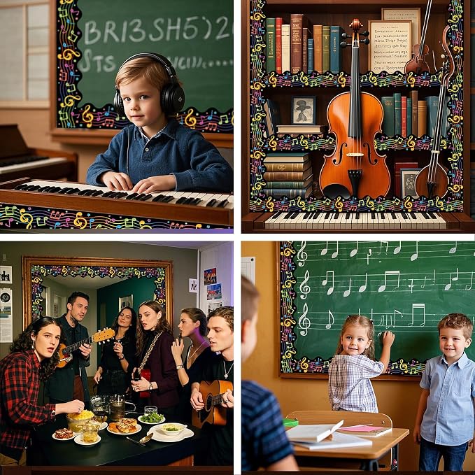 69Ft Musical Notes Bulletin Board Borders Colorful Cute Musical Note Trimmer - Image 5