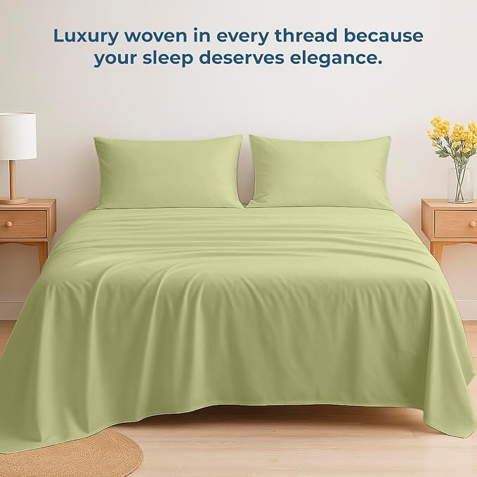 Royale Linens 100% Organic Cotton Queen Flat Sheet Only - Image 6
