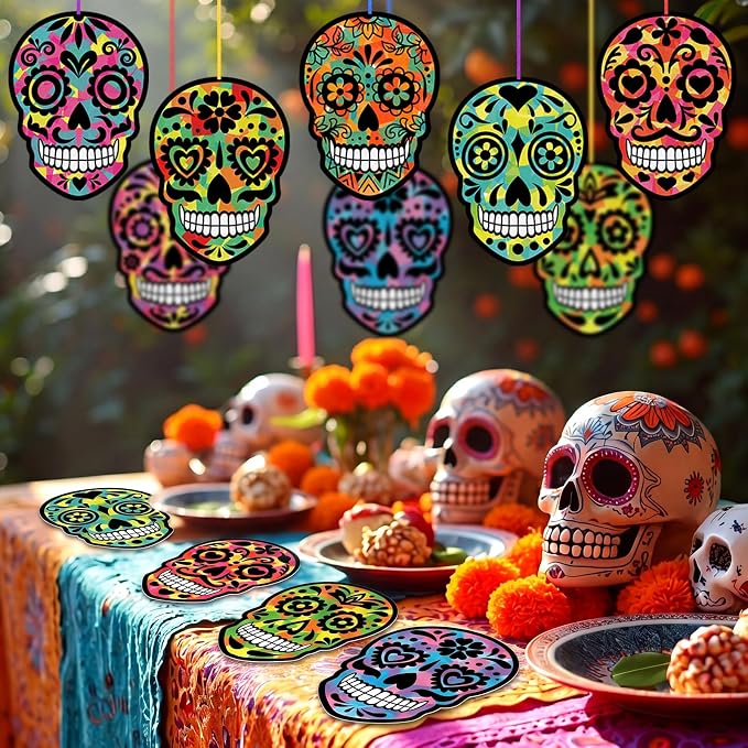 Eersida 32 Pcs Day of the Dead Craft Sugar Skull Kit, Dia de los Muertos - Image 5