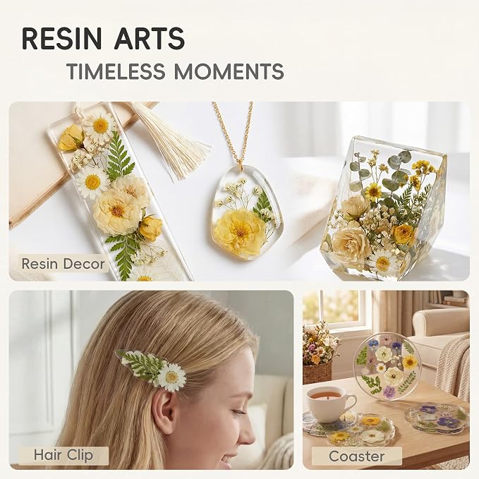 LUXEEASE 100P Vintage Warm Tone Dried Pressed Flowers | Cream caramel yellow - Image 2