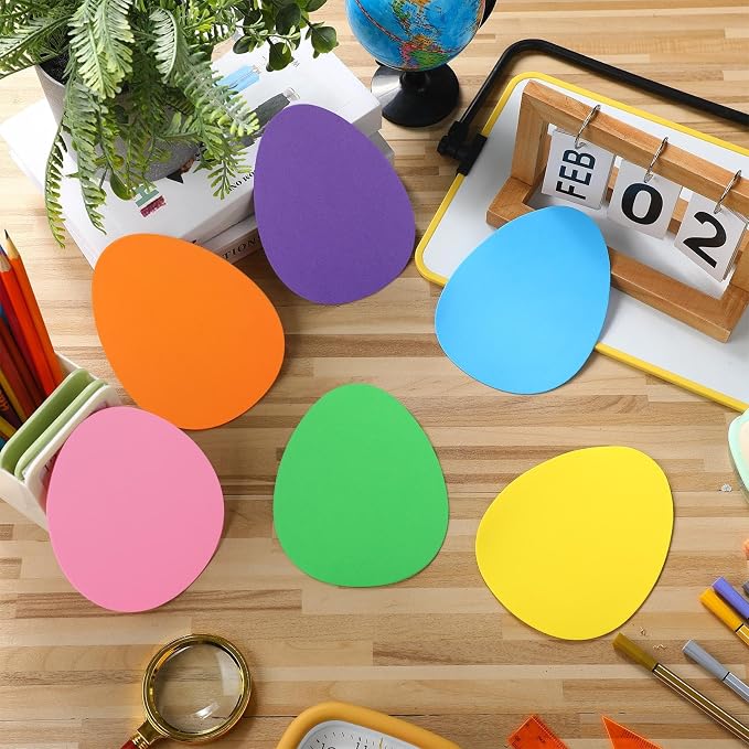 Ireer 48 Pcs Large Foam Easter Egg Cutouts 6 Inch Colorful Bulletin Board Decor - Image 4