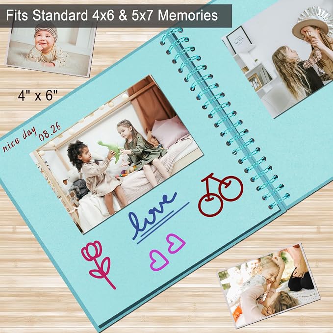 DIY Scrapbook Album 8x8 Inch, Hardcover Kraft Paper Scrap Book Photo Album - Image 6