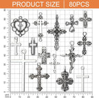 Hicarer 80 Pieces Antique Silver Pendants Charms Pendants Gothic Jewelry Making - Image 3