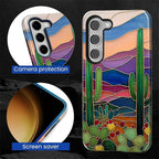 for Samsung Galaxy S23 Case, Stained Glass Cactus Pattern Glossy 2 in 1 - Image 6