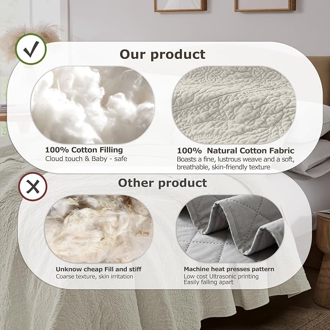 palassio Beige Paisley 100% Cotton Quilt Queen Size Bedding Sets - Image 7