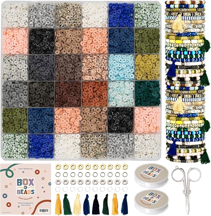 Box-O-Beads Earth Tones Clay Beads Bracelet Making Kit – 6, 000 Pieces Premium - Image 6
