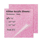 2 PCS 8 x 8 inch Glitter Colored Plexiglass Acrylic Sheets by gdhwcxl
