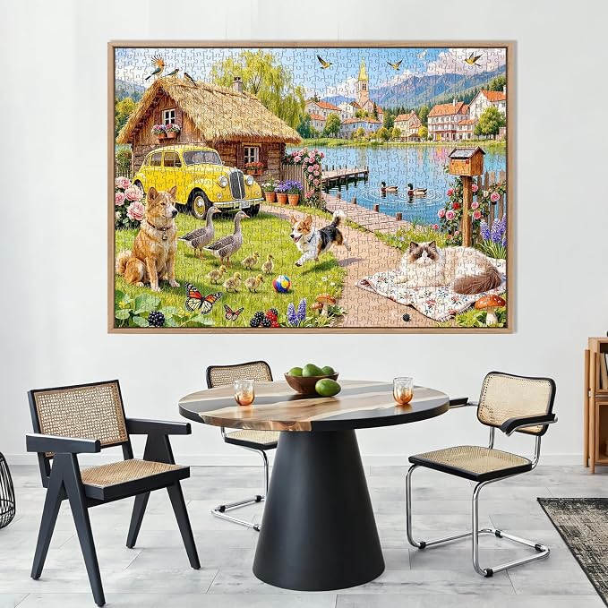 Cozy Lakeside Cottage Puzzles for Adults 1000 Pieces, Challenging Jigsaw - Image 2