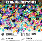 17000Pcs 4mm Rainbow Jelly Colorful Rhinestones Gems Bedazzling Bedazze Kit - Image 2