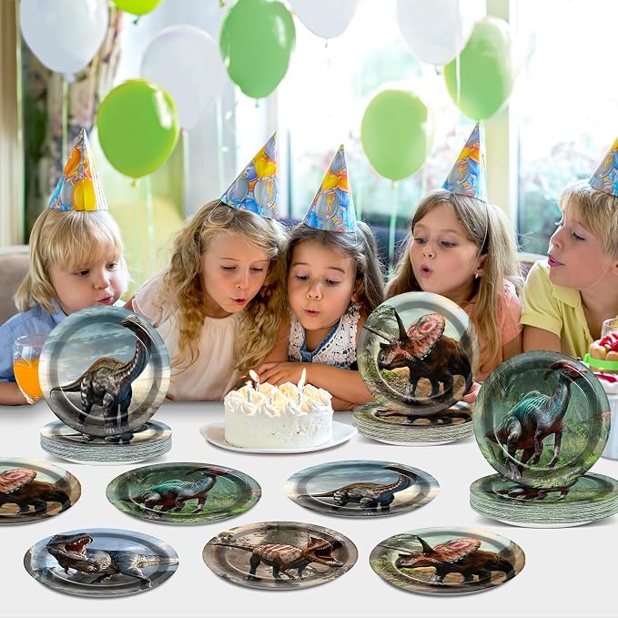 Naozinebi 72PCS Dinosaur Birthday Plates Dinosaur Party Supplies Dino World - Image 5