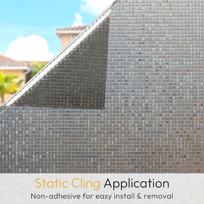 rabbitgoo Window Privacy Film, Mosaic Stained Glass, UV Blocking Reduce Heat - Image 4
