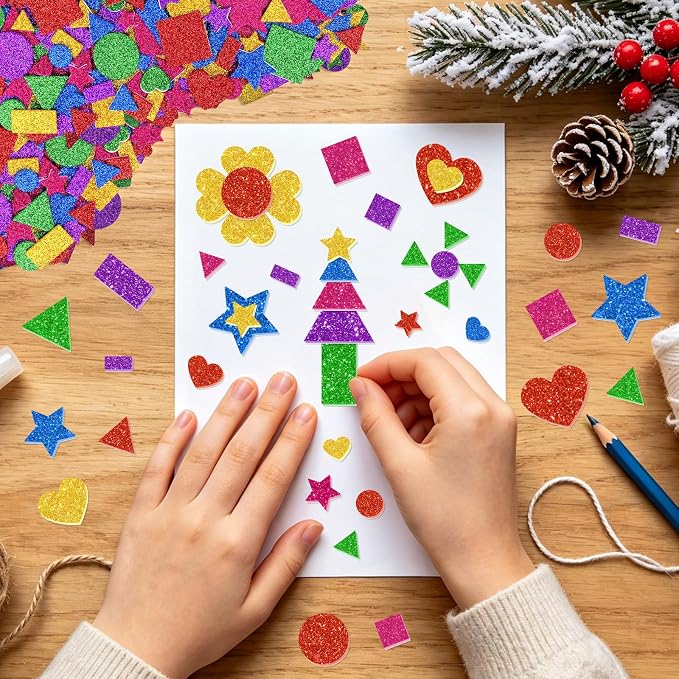 750Pcs Foam Stickers, Colorful Foam Shape Stickers Self Adhesive Star Heart - Image 5