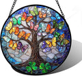 DASTOLL Stained Glass Window Hanging, Butterfly Tree Clover Sun Catchers Glass by DASTOLL