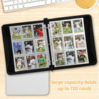 GERMUN 3 Ring 9 Pocket Zipper Card Binder, 720 Double Sided Standard PU Trading - Image 8