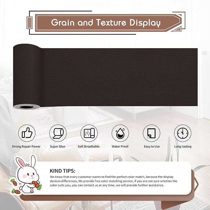 KING MOUNTAIN Leather Repair Patch, 4 x 63 Inches self Adhesive Leather Repair - Image 2