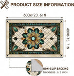 Stained Glass Floral Faux Cashmere Non-Slip Rug 15.7x23.6 Inches, Washable Low - Image 2